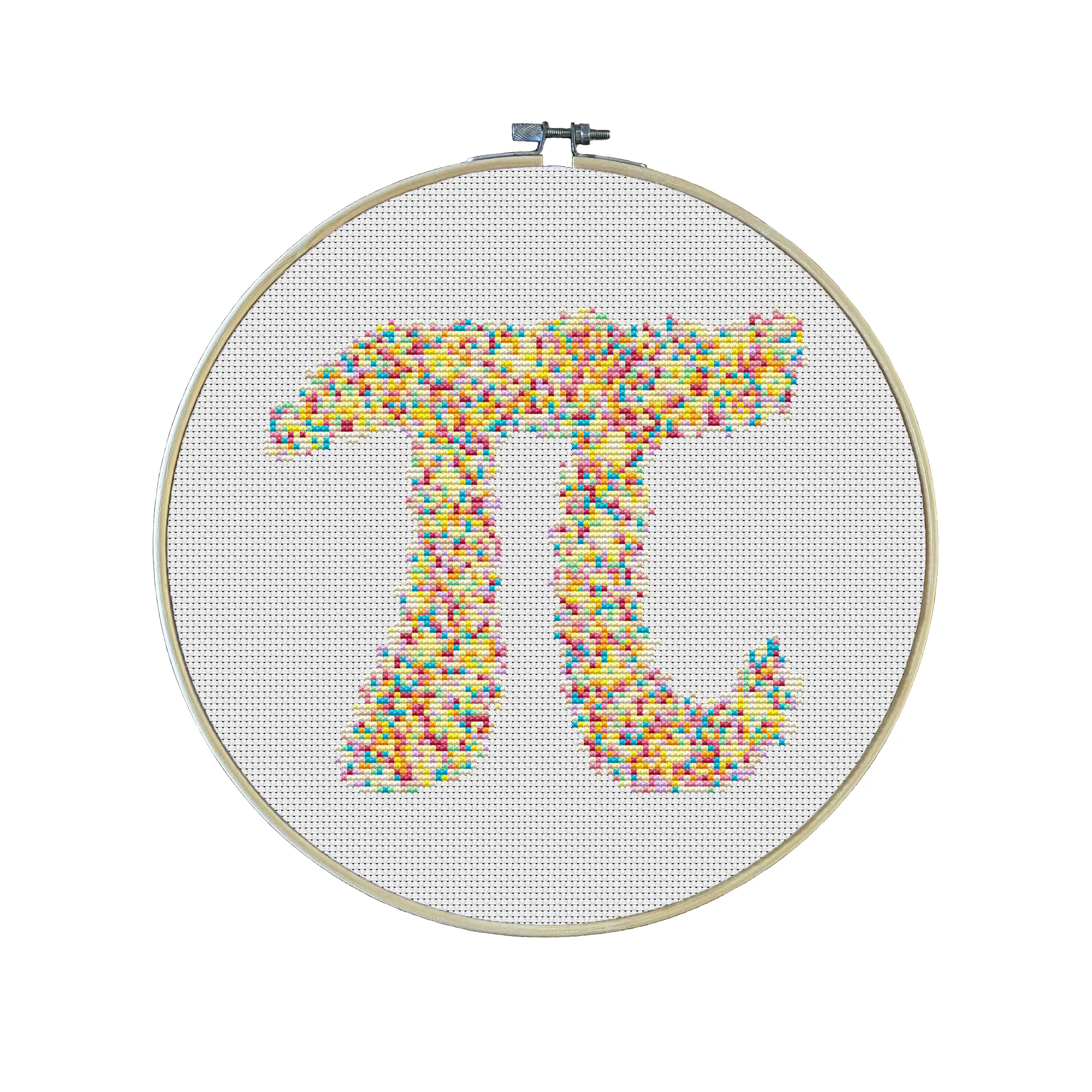 Rainbow Sprinkle Pi Premium Cross Stitch Kit - EVERYTHING INCLUDED | Math Teacher Gifts | Confetti | Rainbow Pi Symbol | Colorful Patterns | Pi Day