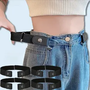 4Pcs Invisible Waist Extender Belt,No Buckle Elastic Abdominal Control Strap,Adjustable Comfort No Pressure Waistband,Unisex One Size Fits All Flexible Waist Corrector for Jeans Pants Daily Casual Office Wear