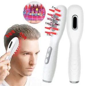 Wireless Electric Scalp Massage Comb, Red Light Hair Brush with Essential Oil Essence Applicator, Rechargeable Head Massager for Relaxation, Hair Combs
