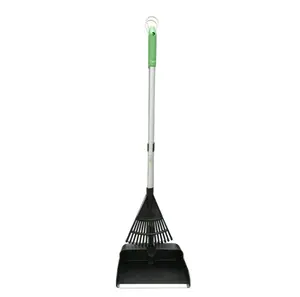 Expert Gardener Fiberglass Handle 2 Piece Multi-Purpose Rake and Foldable Pan Set