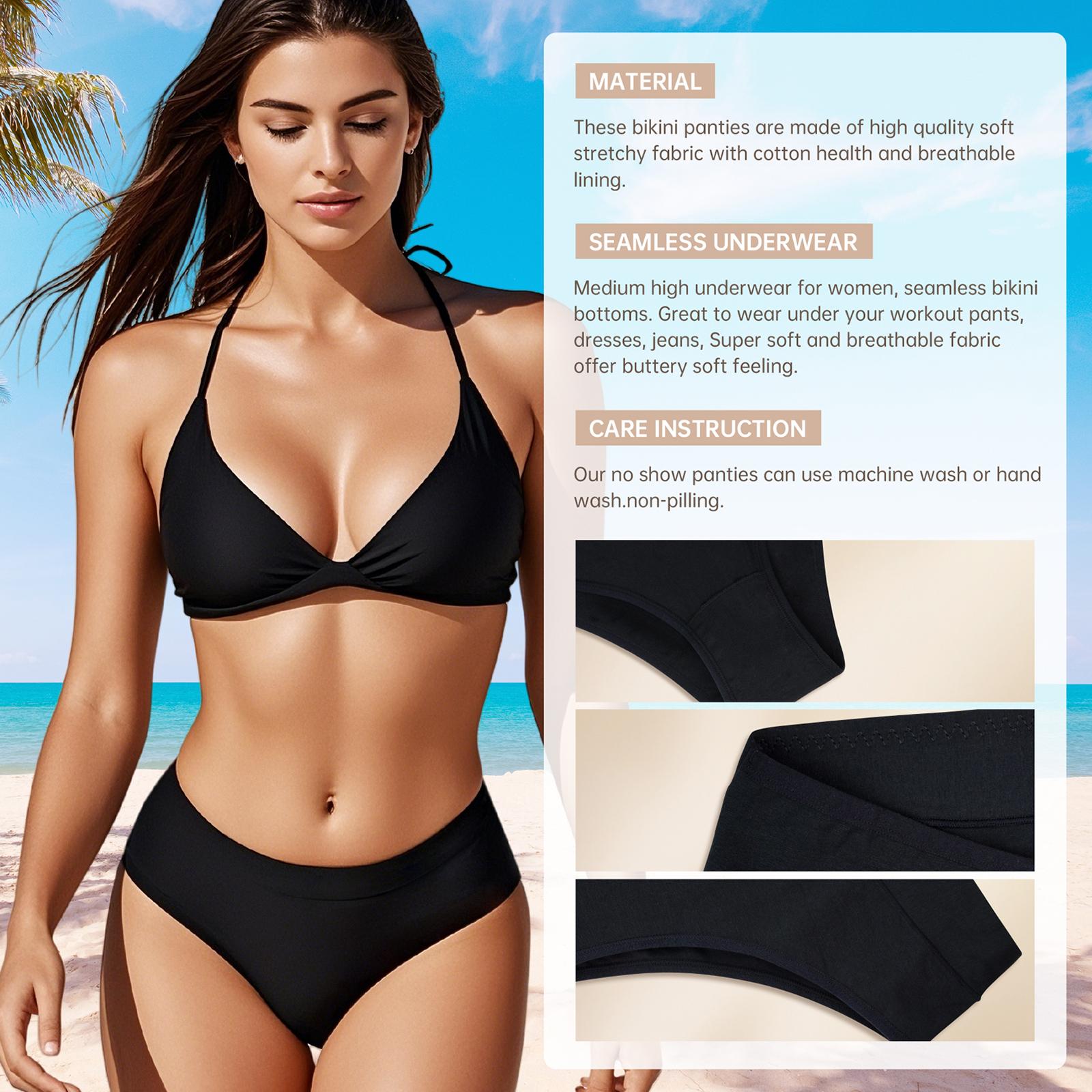 Women's Cotton Bikini Brief Underwear Multipacks (8pcs/4pcs) - High Waist Soft Breathable Panties, Seamless Comfort Briefs for Daily Wear, Solid Color Knickers for All Seasons Fit Fabric Modest