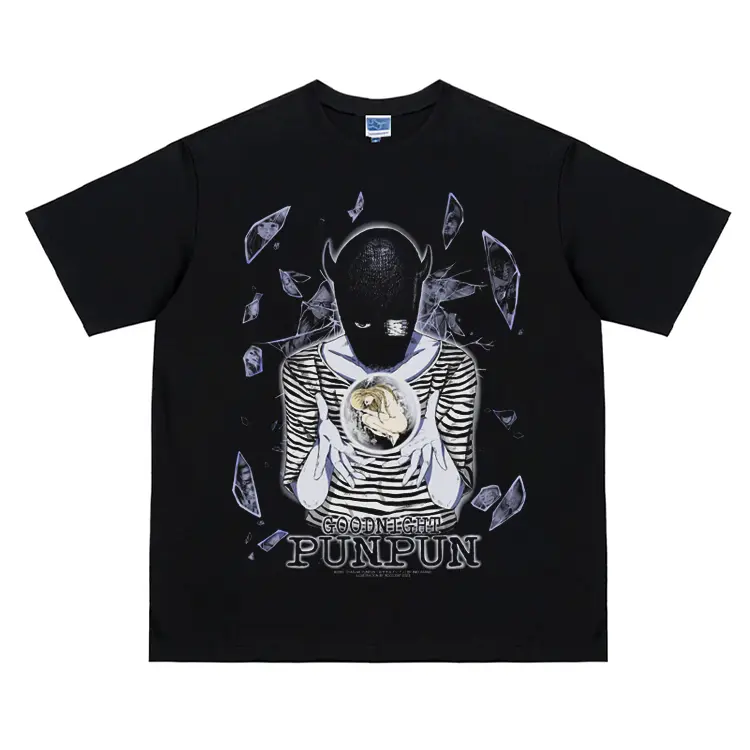 Men's Goodnight Punpun "Punpun Punyama" Vintage Oversized 100% Cotton Short-Sleeve Round-Neck Casual Anime Fan Tee, Original Design DTG-Printed Menswear Top