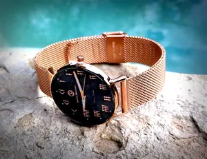 Persian Lady Elegance 5 ATM All Stainless Steel Japan Quartz Watch Rose Gold Case Black Dial Sapphire Crystal Band 36mm