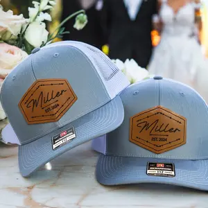 Custom Groom Hat - Last Name Hat - Wedding Hats - Leather Patch Hat - Grooms Hat - Custom Hat for Groom - Wedding Announcement - Groomsmen