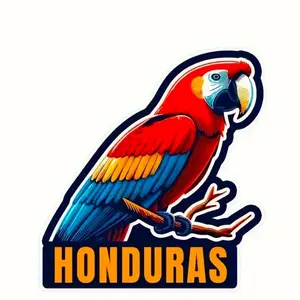 Stiker de Honduras - Colorful Parrot Design with "HONDURAS" Text, Ideal for Home Decoration and Personalization
