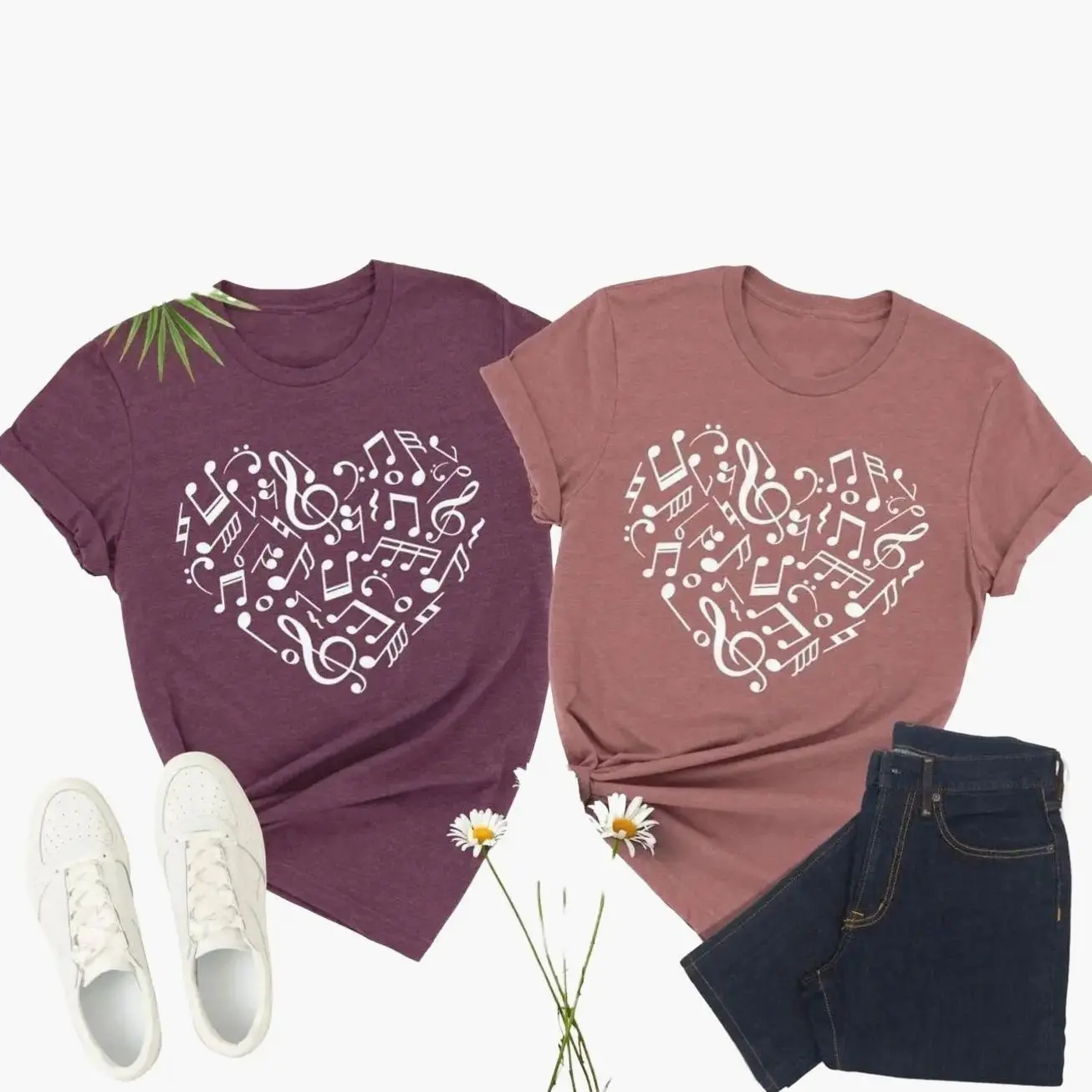 Music Notes T-shirt, Music Note Heart, Music Shirt, Musician Shirt, Gift for Musician, Music Teacher Gift, Music Lover Shirt, Heart Shirt
