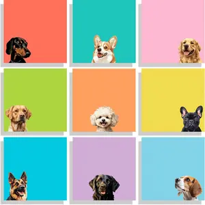 9pcs Adorable Dog Sticky Notes Set 7.62cm x 7.62cm Self-adhesive Memo Pads Fun Dog Themed Stationery Cute Sticky Reminders Perfect Gift for Dog Lovers Office Decor Desk Accessories School Supplies