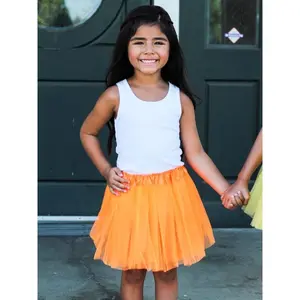 Neon Orange Tutu Skirt for Girls – 3-Layer Tulle Ballet, Dance, and Dress-Up Costume Skirt