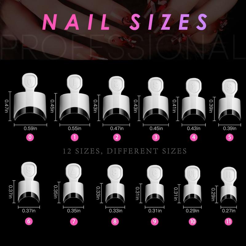 White French Nail Tips 120 PCS Short French Style Acrylic Nail Tip 12 Sizes False Nail Clear and White Press on Nails for Women