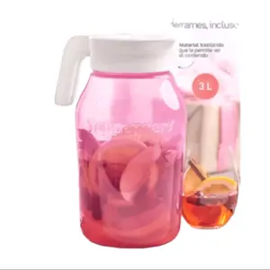 Tupperware Universal Jar Pitcher 3L Transparent Material with Handle for Easy Viewing Pink Color 3L Capacity Perfect for Beverages and Drinks