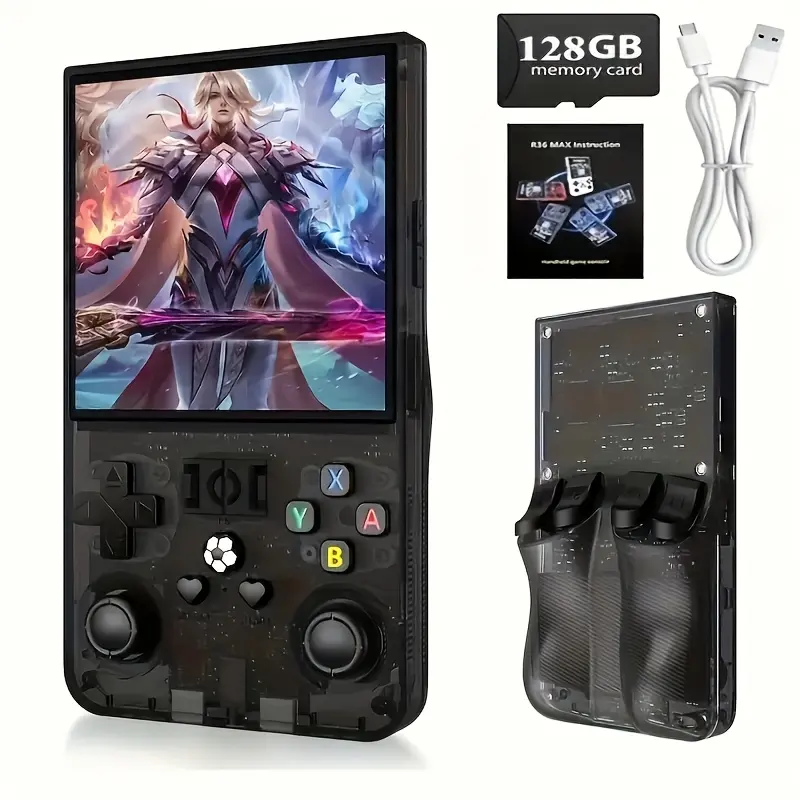 R36 MAX Retro Handheld Game Console -8.89cm High-Definition Screen, Linux support, TF Card Slot, dual Power Supply (battery/USB), Storage Box And Screen Protector - Perfect for Gifts For Adults And Teenagers, Play Games Anytime, Handheld Gaming Console