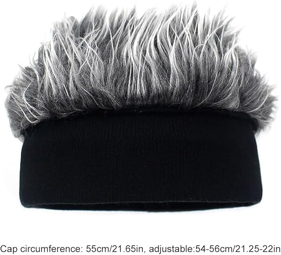 Mens Novelty Hair Hats Spiked Funny Wig Hat Wig Peaked Baseball Hat for Men Women Beanie Hats