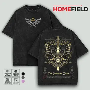The Legend of Zelda Graphic T Shirt, Oversized Heavy Cotton Washed Tee, New Drop for Classic Fantasy Gamers, Vintage Style for Adventure Fans, Cosplay Streetwear