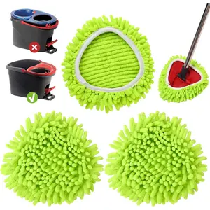 3 Pack Chenille Mop  Replacements: Compatible with Ocedar Easywring 1  System - Microfiber Spin Mop Refill Accessories -  for Floor Cleaning Green