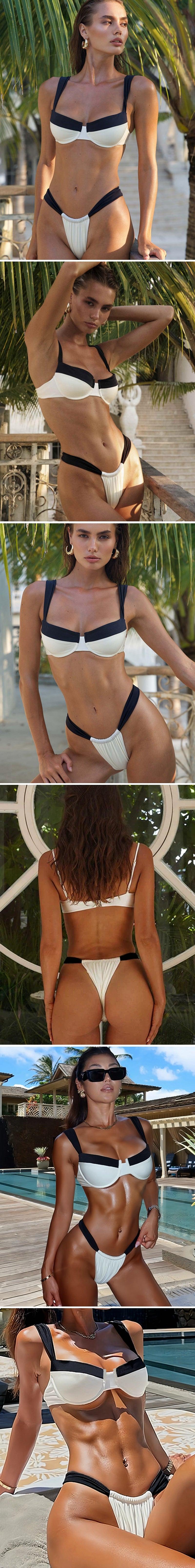 Sexy Contrast Color Bikini Set