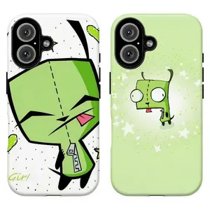 FL-Cute Invad3r Zim Gir Phone Case,White & Green Y2K Cartoon Protective Cover For iPhone 11 12 13 14 15 16 17 Air Pro Max for Samsung S26 S25 S24 S23 S22 S21 Case,Gift for fans