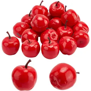 20pcs Mini Apples, 1.7 Inch Fake Apples Artificials Red Apple Simulation Fruit Decor Christmas Decoratives Model for Home Kitchen Table Photography Photo Props