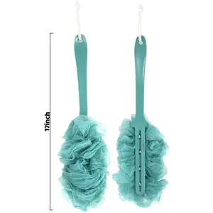 Back Scrubber for Shower,Loofah on a Stick as Shower Brush Exfoliating Body with Long Handle, Loofah Sponge Mens Loofah Bathing Accessories for Women (2Pack Blue)