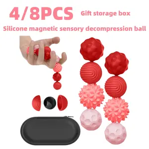 4 or 8 Silicone Magnetic Sensory Stress Balls for Relieving Anxiety and Releasing Stress Ideal for Exercising Fingertip and Palm Flexibility or Sensitivity and Distracting