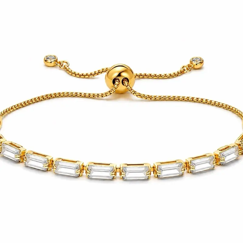 Clear Crystal Adjustable Gold-Plated Bracelet