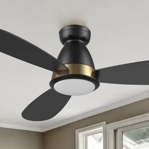Fayette Outdoor Smart Flush Mount Ceiling Fan with LED Light 52 inch