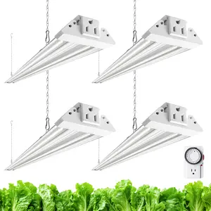 Barrina TX72 Grow Lights for Indoor Plants, 4FT, 288W (4 x 72W), 5000K Daylight Full Spectrum, High PPFD, Mechanical Timer, Linkable, 4 Packs