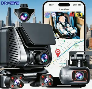 DRIVEYE 4K 5-Channel 360° Dash Cam with Baby Monitor, 5GHz WiFi GPS, Voice Control, IR Night Vision, 24/7 Parking Mode, G-Sensor, 128GB Card & CPL Filter Included
