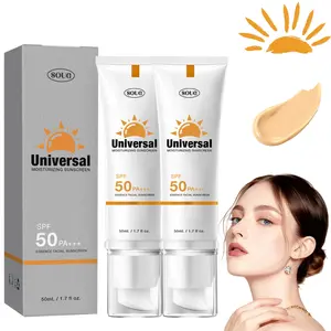 Universal Moisturizing Sunscreen (2-Pack) - SPF50 PA+++ Broad-Spectrum UV Protection, 50mL Essence-Infused Formula, Locks in Skin Moisture, Non-Greasy & Fast-Absorbing, Ideal for Daily Commute & Outdoor Use.