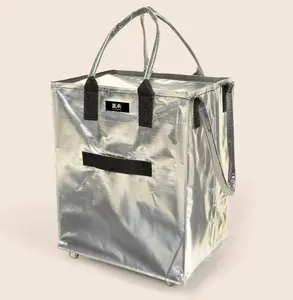 Foldable shopping cart with wheels, portable grocery cart bag for home and supermarket use