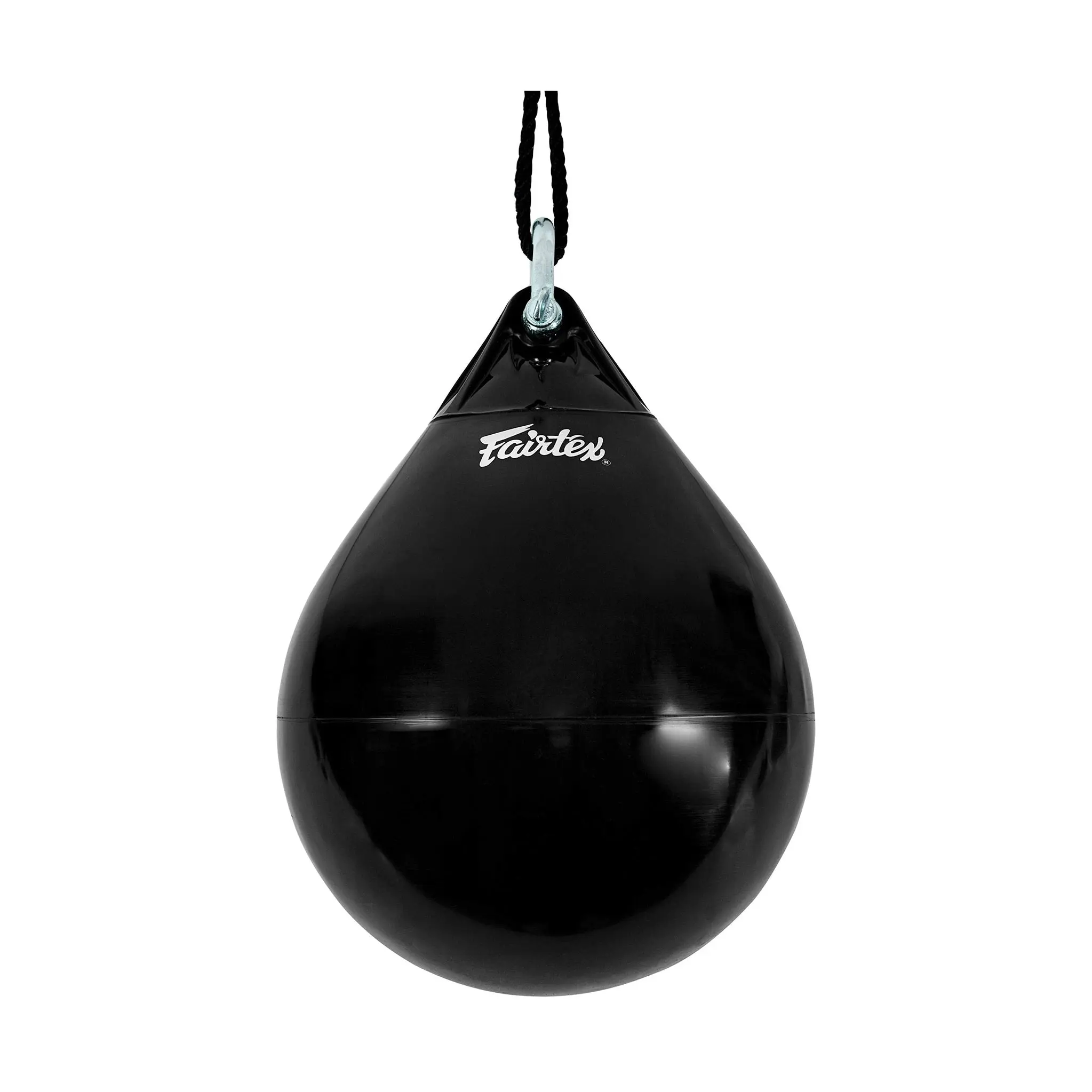 Fairtex HB16 Water-Fillable Heavy Bag Punching Bag with Hanging Strap, Boxing Equipment for Muay Thai, Combat Sports Boxing (Black, Unfilled), Teardrop Shape, Unisex