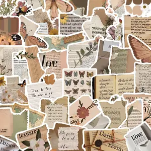 50 Vintage Graffiti Stickers for Guitar Notes Luggage DIY Waterproof Decorations, Retro Text Decals for Creative Projects