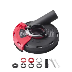 VEVOR Grinding Dust Shroud for Angle Grinder, Universal 4-5 in, Surface Grinder Dust Shroud with 6 Clamping Washers, Connect to Vacuum Cleaner, Suitable for Grinding Wood Concrete Wall Stone