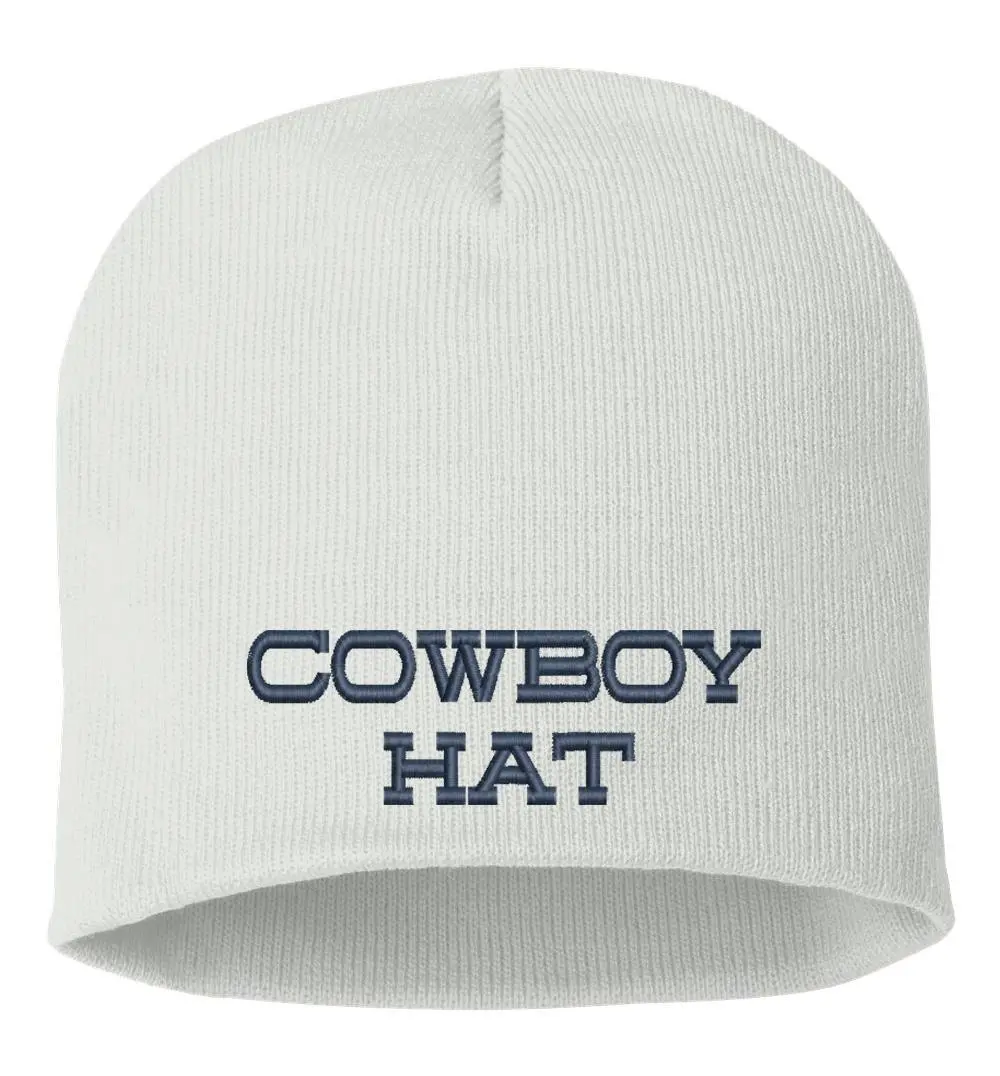 Cowboy Hat Icon Embroidered Beanie – Western Country Knit Winter Hat