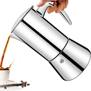 No Coating 12 Cup Thickened 304 Stainless Steel 600ml 20.3oz Moka Pot Stovetop Espresso Maker Suitable for Gas Induction Stovetop Italian Coffee Percolator