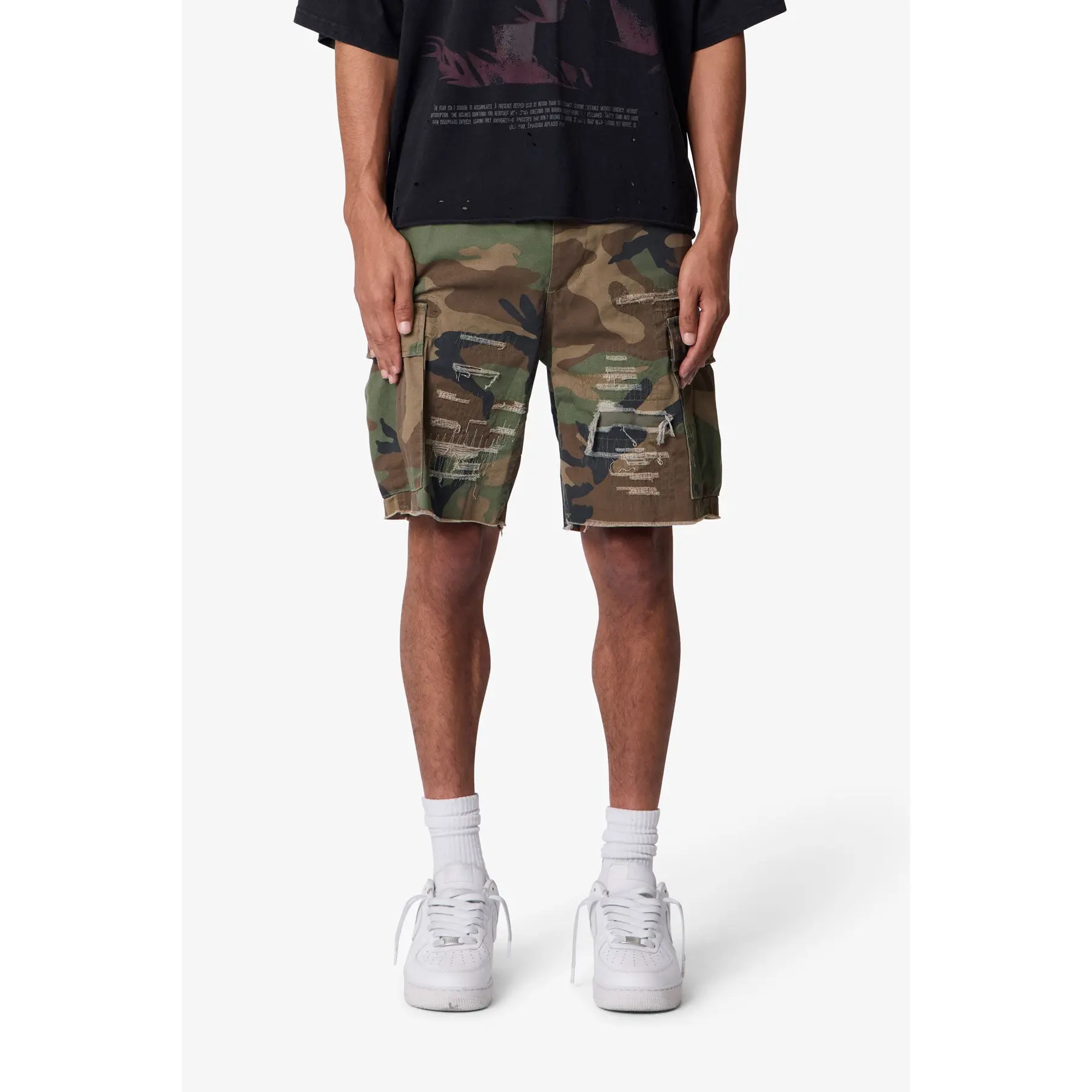 mnml Distressed Cargo Shorts