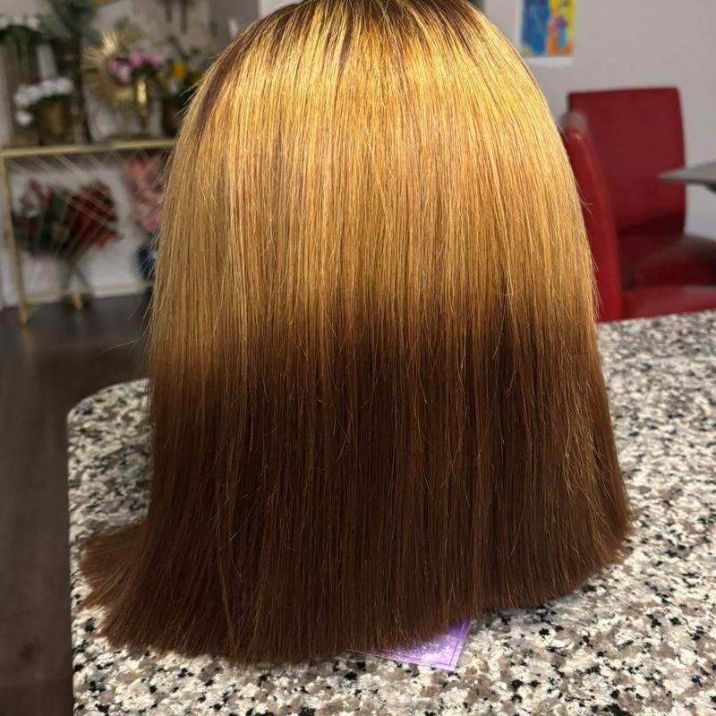 3 tone human hair bob wig 10 inches.