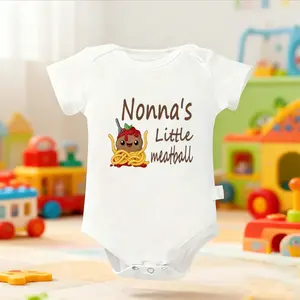2026 Newborn Baby Bodysuit, Nonna's Little Meatball Baby Bodysuit, Funny Infant Newborn Clothes 100% Cotton Jumpsuits Baby Boys Girls Casual Rompers Baby Gift Baby Short Sleeves Onesie Clothes Letter Pattern Baby Outfit for Outdoor Indoor