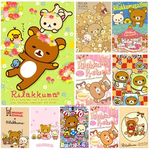 Poster Self-Adhesive Waterproof Art Sticker, Aesthetic Minimalist Wall Poster for Coffee Shop, Bar & Home Room Decor Cartoon Characters R-Rilakkuma
