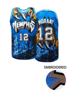 Men's #12 Memphis Basketball Jersey, Embroidered Retro Blue/Greeen Sleeveless Tank Top, Breathable Athletic Shirt for Fans & Streetwear