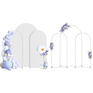 Arch Backdrop Stand and Cover Set(7.3FT,6FT,6FT), Metal Balloon Arch, Wedding Stand Metal Frame for Birthday, Party, Baby Shower, Graduation Ceremony, White,Balloon Accessories,Shipped from the United States