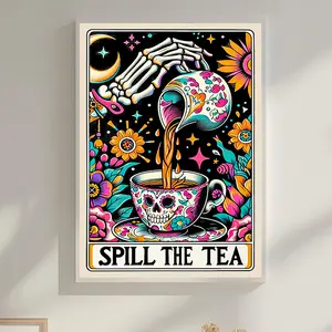 DIY 5D Diamond Embroidery Tarot Card Diamond Painting Kit Cartoon Skeleton Cross Stitch Set Halloween Art Decoration Gift 12x16inch