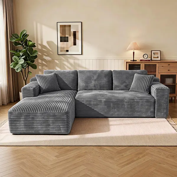 Gray 96"L-Shaped Left Chaise