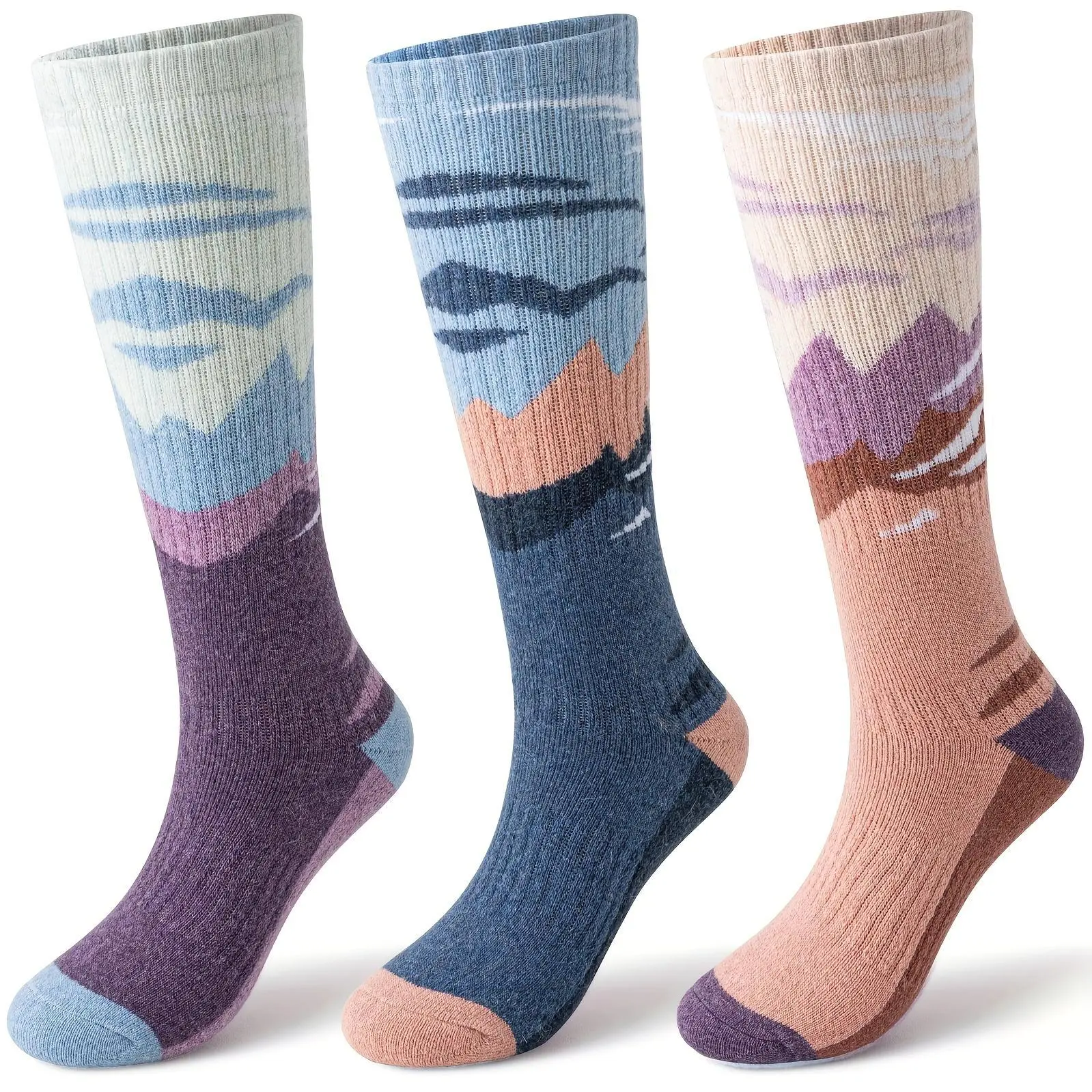 3 Pairs Wool Wool Ski Socks for Womens Mens Thermal Winter Warm Thick Knee High Socks for Skiing Snowboarding Thermal And More Comfortable for Skiing, Snowboarding Or Other Outdoor Sports Gift Socks
