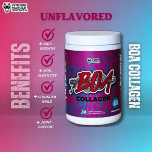 BOA COLLAGEN - UNFLAVORED - All Natural Hydrolyzed Protein Collagen with Biotin and Iron - Promotes Hair, Skin and Nails - Supports Healthy Joints - Unflavored - 30 servings