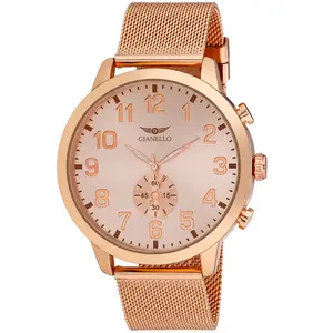 Gianello Men's Large Number 48mm Round Mesh Watch