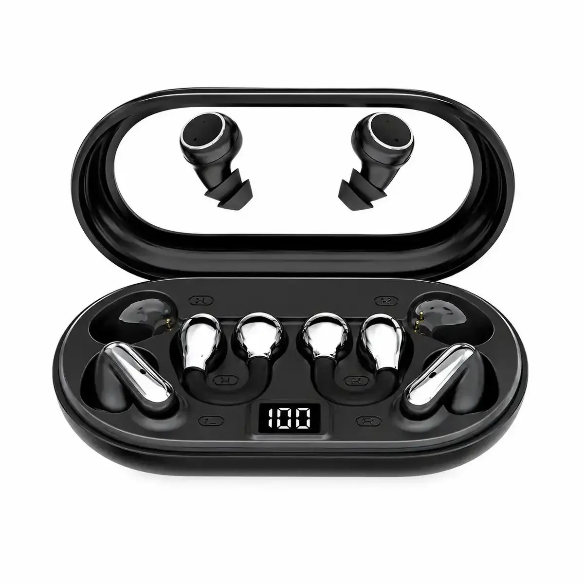 3 Pairs Earbuds Set 3-in-1 TWS Earphones Bluetooth 5.4 with Clip-On Earbuds, Mini Invisible Sleep Earbuds & Sports Hook Earbuds, ENC Noise Cancelling, USB-C Charging, Designed for Work, Running, Gym & Sleeping Comfort