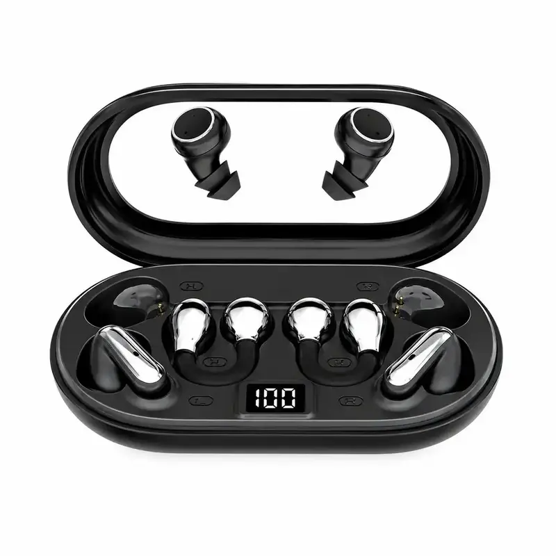 3 Pairs Multifunctional TWS Bluetooth 5.4 Wireless Earbuds Set - Clip-On, Mini Invisible, Sports Hook, ENC Noise Cancelling, USB-C Charging, Sweat Resistant, Waterproof, for Work, Running