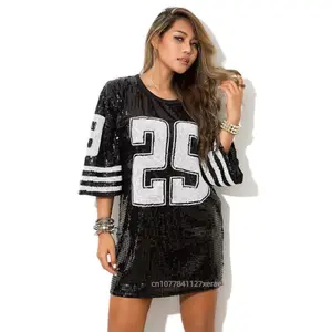 New Jazz Dance Performance Dress Female Singer Performance Dance Dress Hip Hop Street Dance Stage Glitter Long T-shirt