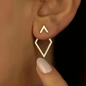 Fashionable and Elegant Geometric Hollow Earrings, 14K Gold Plated, Hypoallergenic Stainless Steel Earrings, Iron Structure, No Inlay - Suitable for Daily Wear and Special Occasions - Unique Hollow Design, One Pair gold-tone party colorful shell knot ring