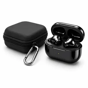 Wireless stereo in-ear headphones, noise-cancelling electroplated metal Bluetooth earbuds with built-in microphone, shockproof carrying case with chain hook and charging accessory